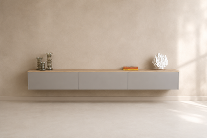 Tv-meubel Gregor - Zwevend - Melamine - 3 kleppen