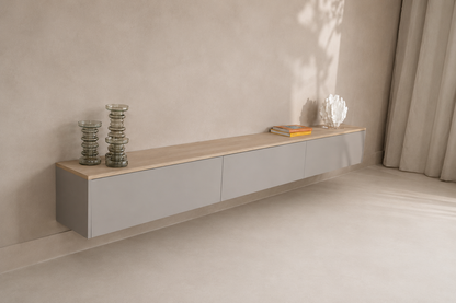 Tv-meubel Gregor - Zwevend - Melamine - 3 kleppen