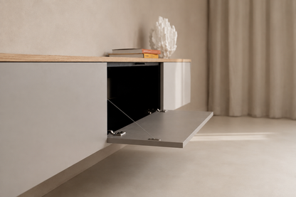 Tv-meubel Gregor - Zwevend - Melamine - 3 kleppen