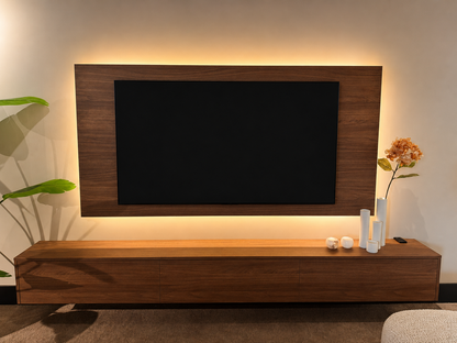 TV-MEUBEL SET - MURPHY - ZWEVEND - MELAMINE - 3 KLEPPEN