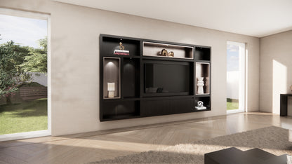 Cinewall Garda - Zwevend - Zwart - Eiken - 2 kleppen - 300 cm
