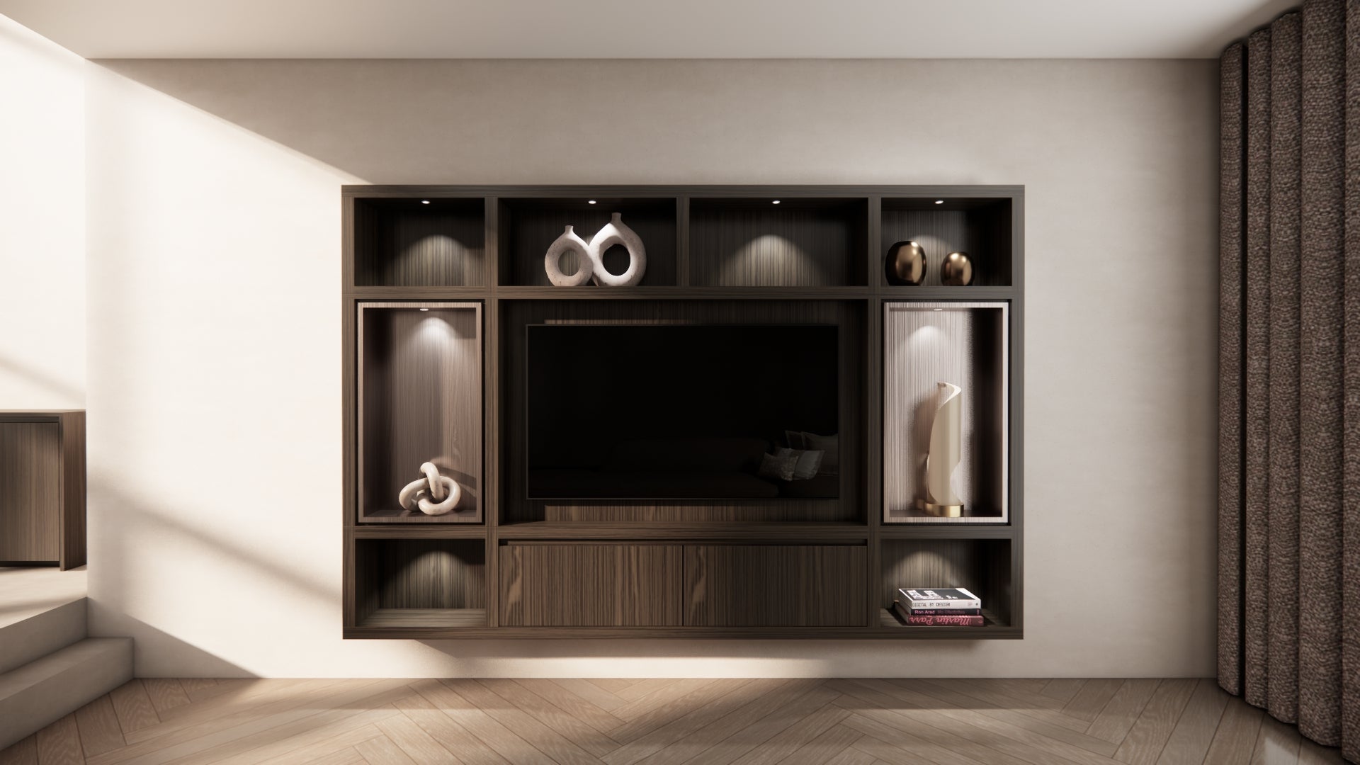 Cinewall Garda - Zwevend - Zwart - Eiken - 2 kleppen - 270 cm