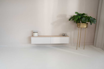 TV-meubel Gregor - Zwevend - Wit - Melamine - 2 kleppen