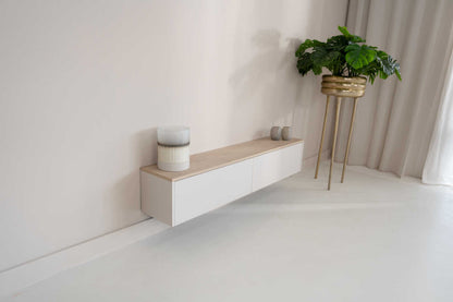 TV-meubel Gregor - Zwevend - Wit - Melamine - 2 kleppen