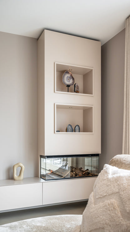 Tv-meubel Zyan - Mdf - Elektrische haard - Met koof