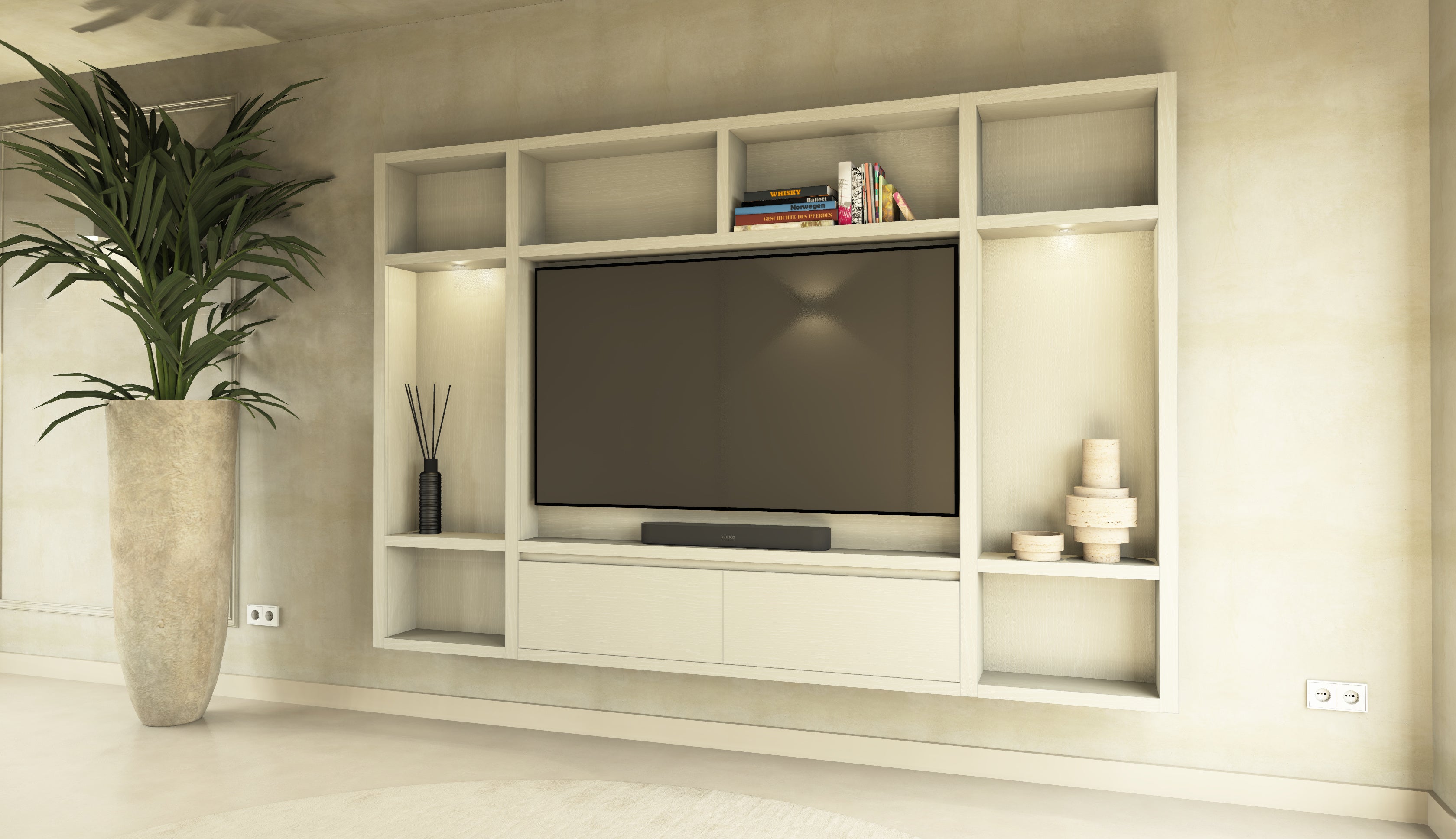 Cinewall Como - Zwevend - Wit - Eiken - 2 kleppen - 270 cm