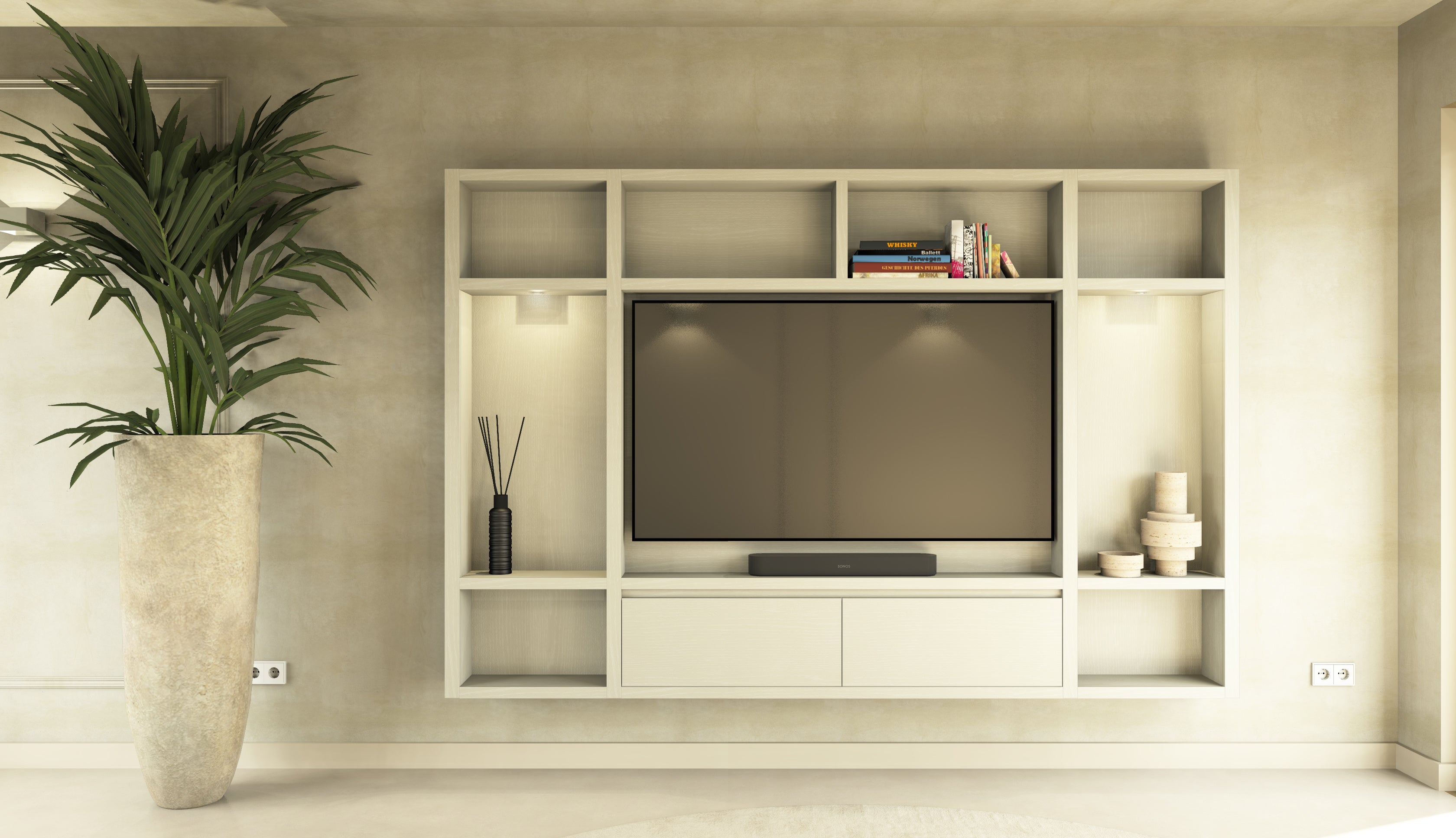 Cinewall Como - Zwevend - Wit - Eiken - 2 kleppen - 270 cm