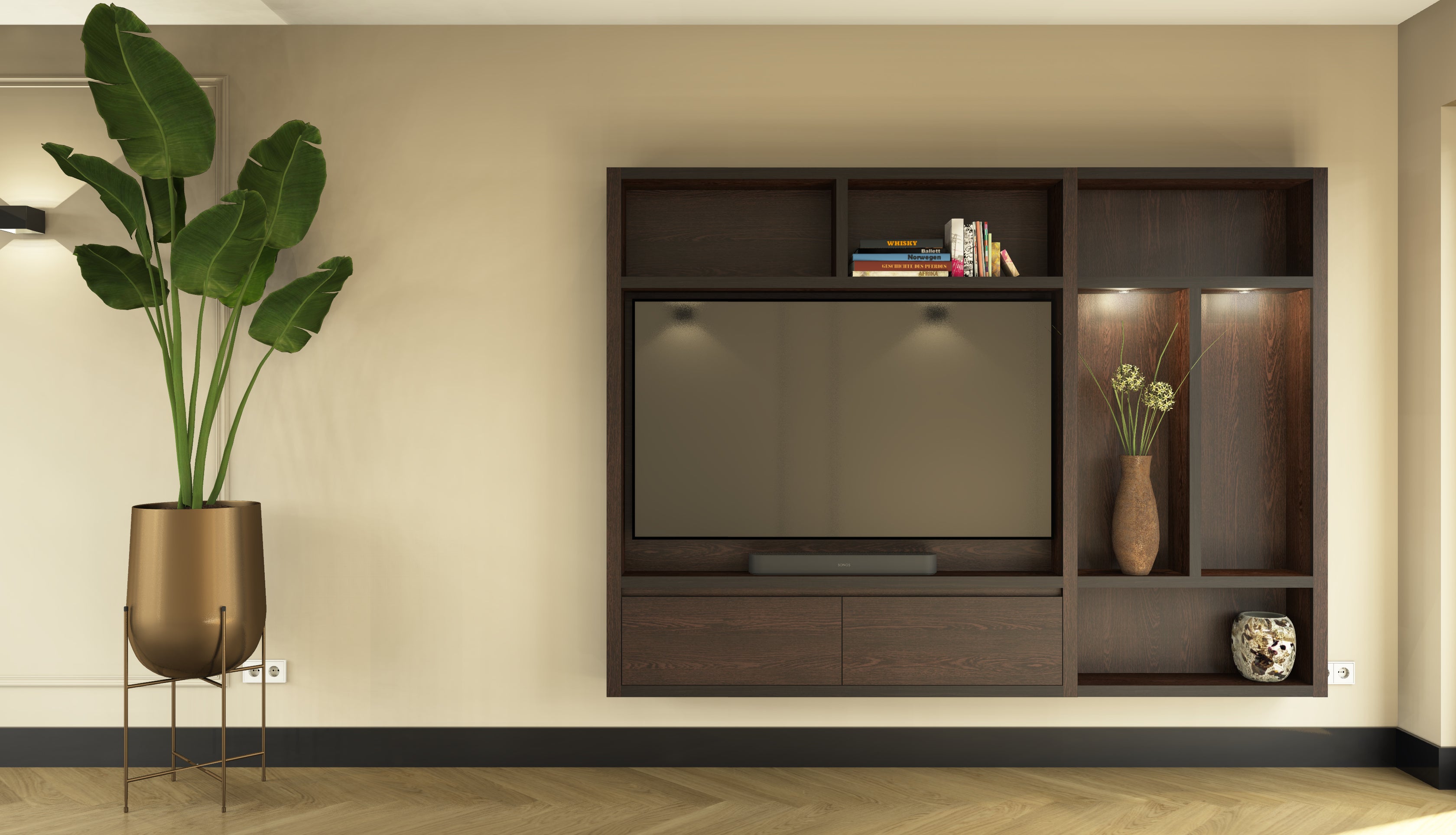Cinewall Como - Zwevend - Bruin - Eiken - 2 kleppen - 240 cm