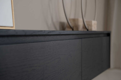 TV-meubel Runa - Zwevend - Zwart - Eiken - 4 kleppen