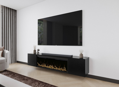 TV-meubel Johnson - Zwevend - Eiken - 2 deuren - Elektrische haard - 50 inch