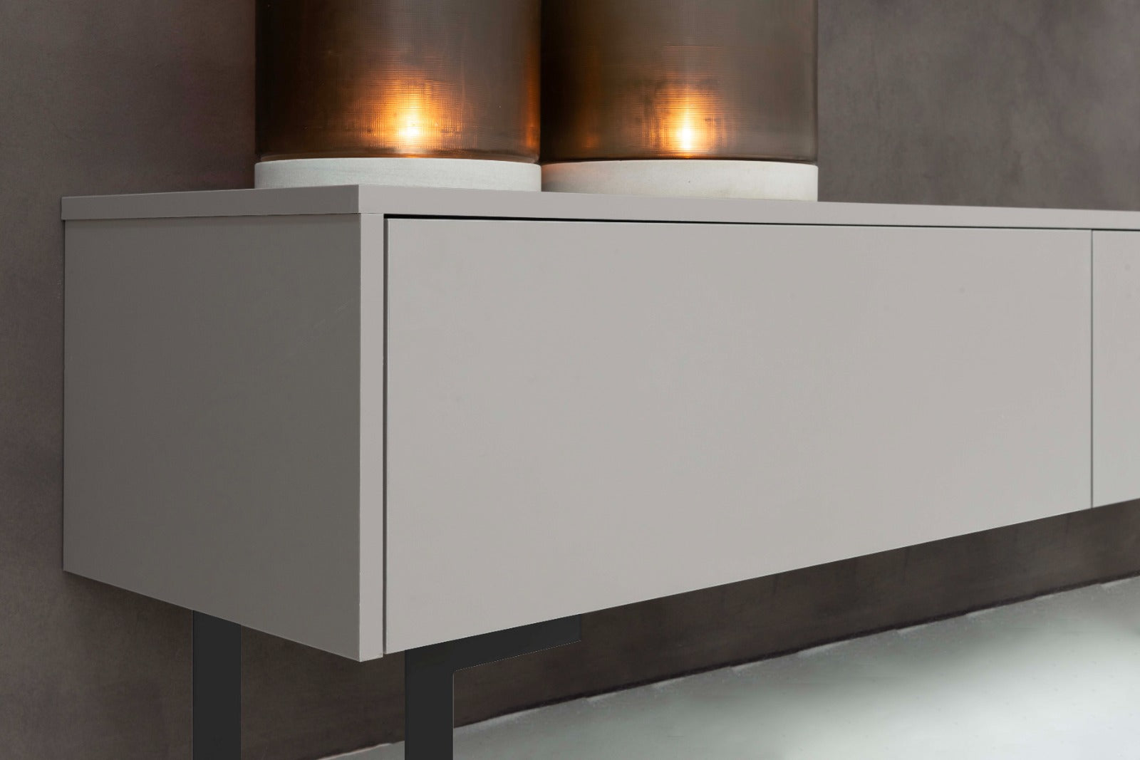TV-meubel Murphy - Staand - Grijs - Melamine - 2 kleppen