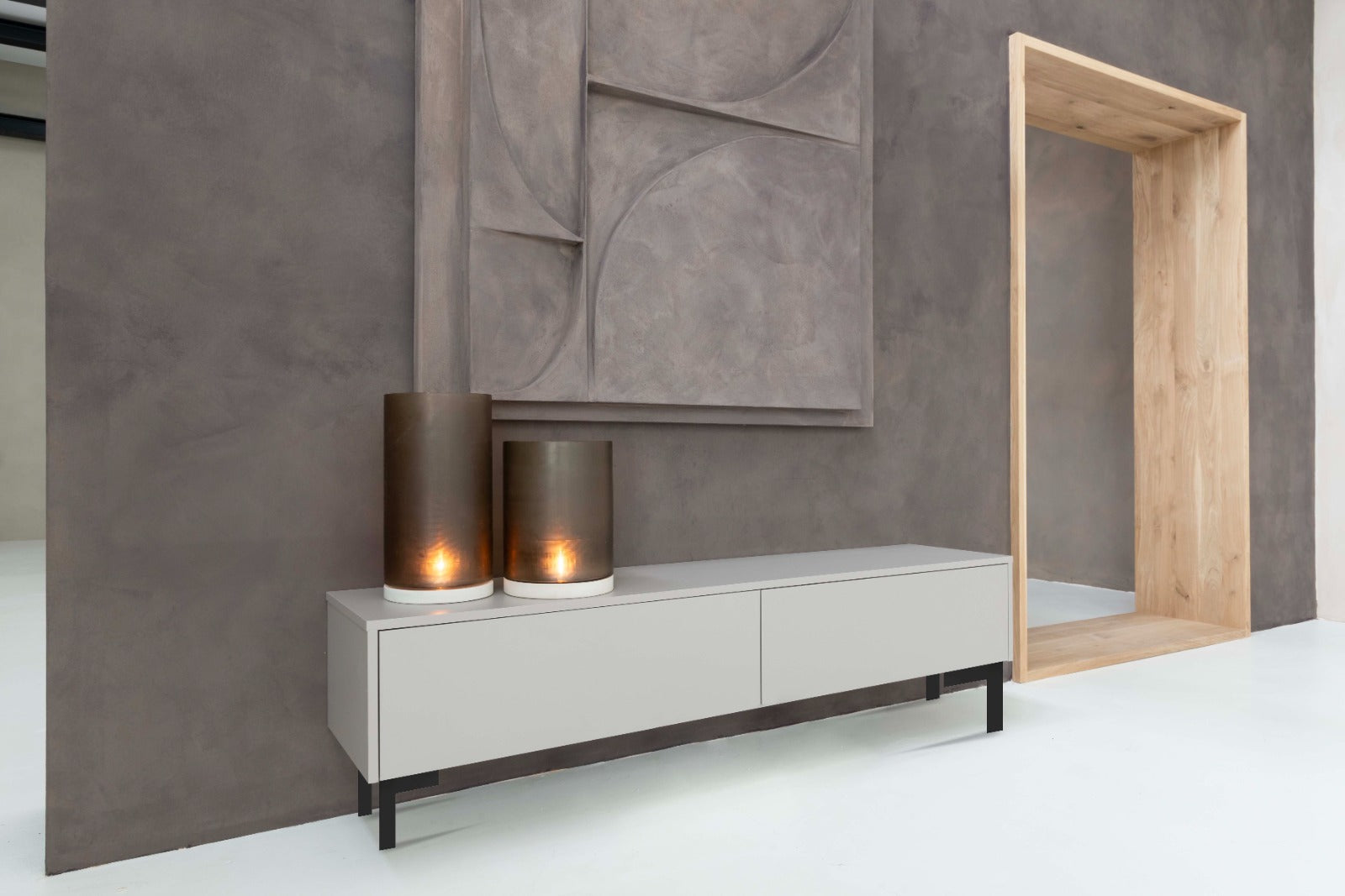 TV-meubel Murphy - Staand - Grijs - Melamine - 2 kleppen