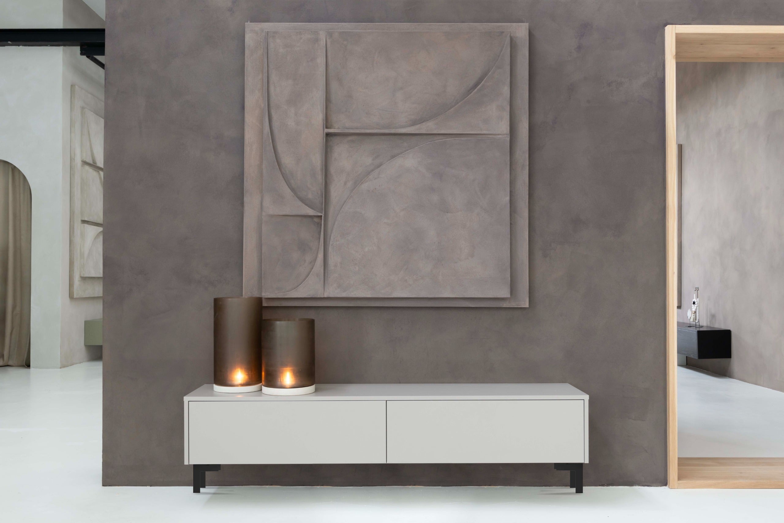 TV-meubel Murphy - Staand - Grijs - Melamine - 2 kleppen