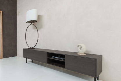 TV-meubel Stephan - Staand - Grijs - Melamine - 3 kleppen - Open vak
