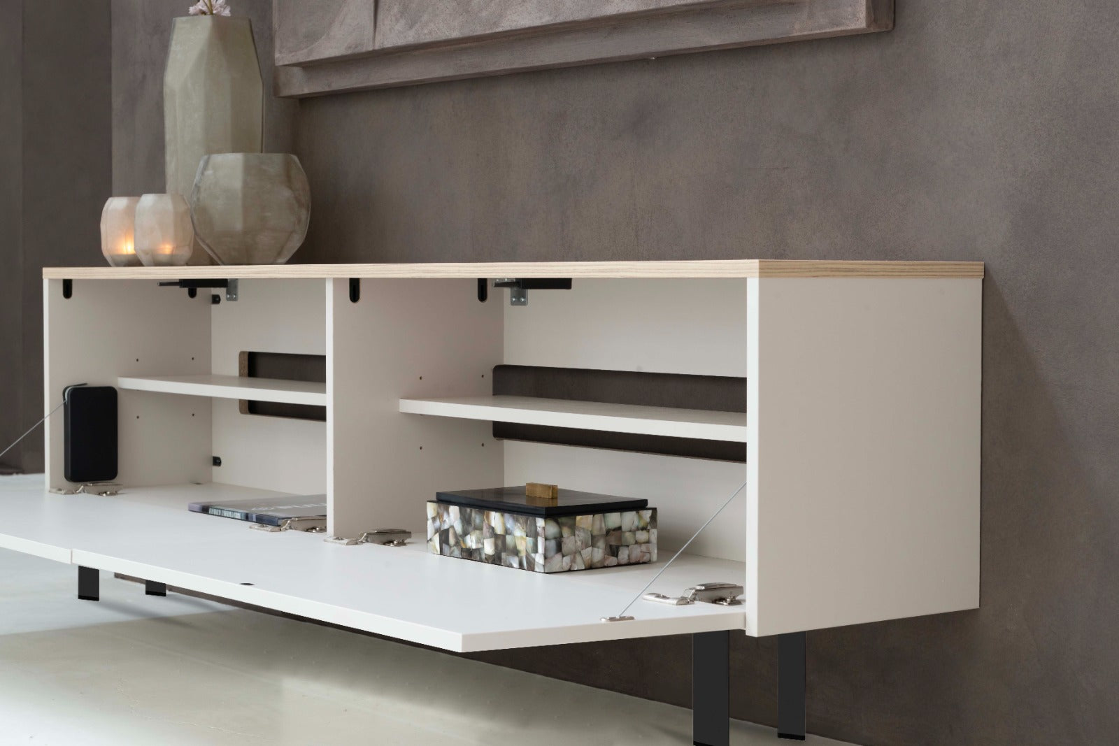 TV meubel Gregor - Staand  - Wit- Melamine - 2 kleppen