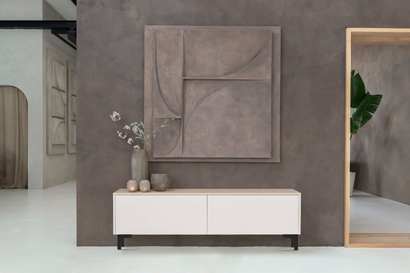 TV meubel Gregor - Staand  - Wit- Melamine - 2 kleppen