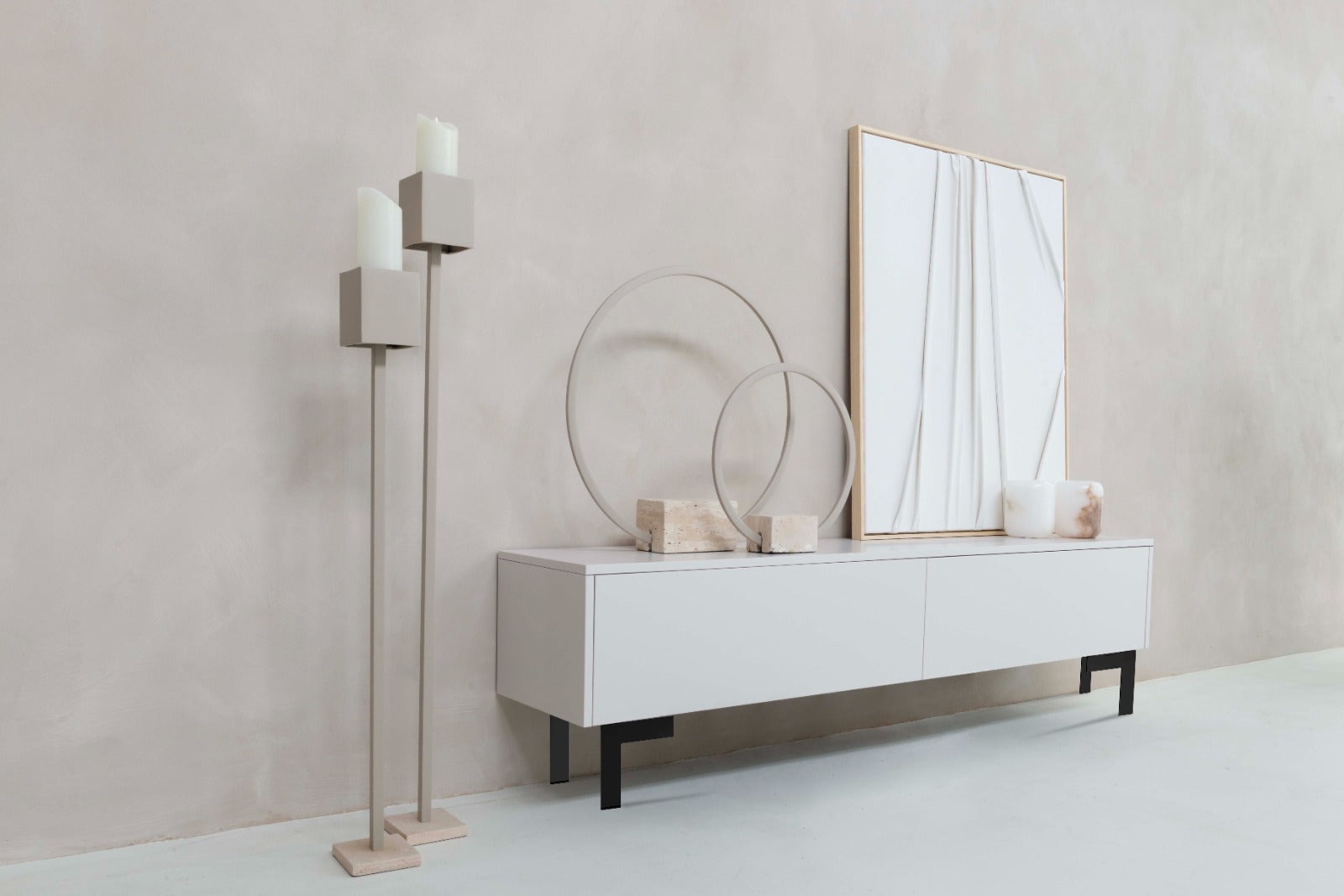 TV-meubel Murphy - Staand - Off White - Melamine - 2 kleppen