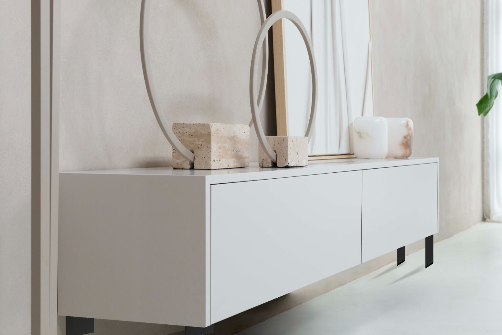 TV-meubel Murphy - Staand - Off White - Melamine - 2 kleppen