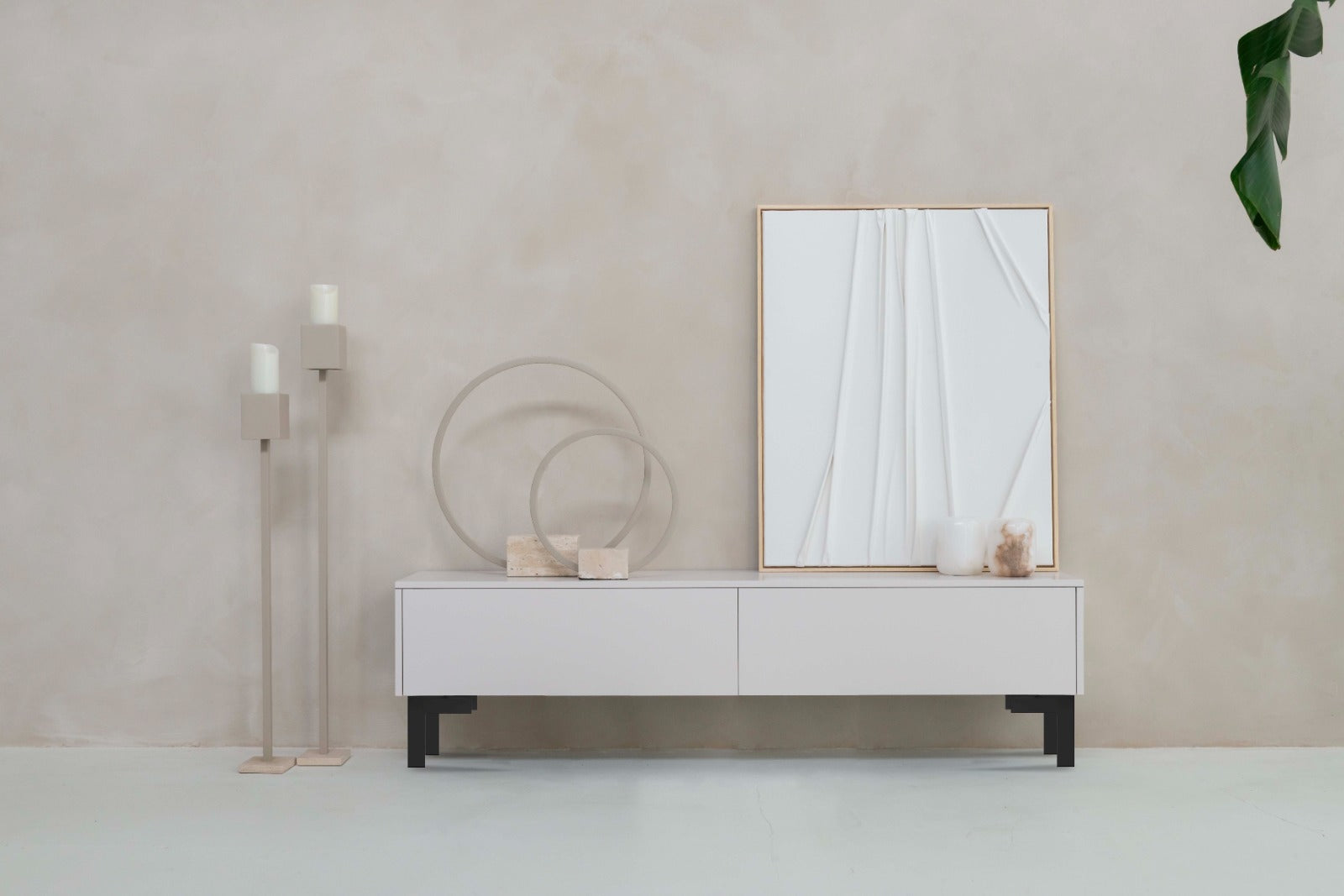 TV-meubel Murphy - Staand - Off White - Melamine - 2 kleppen
