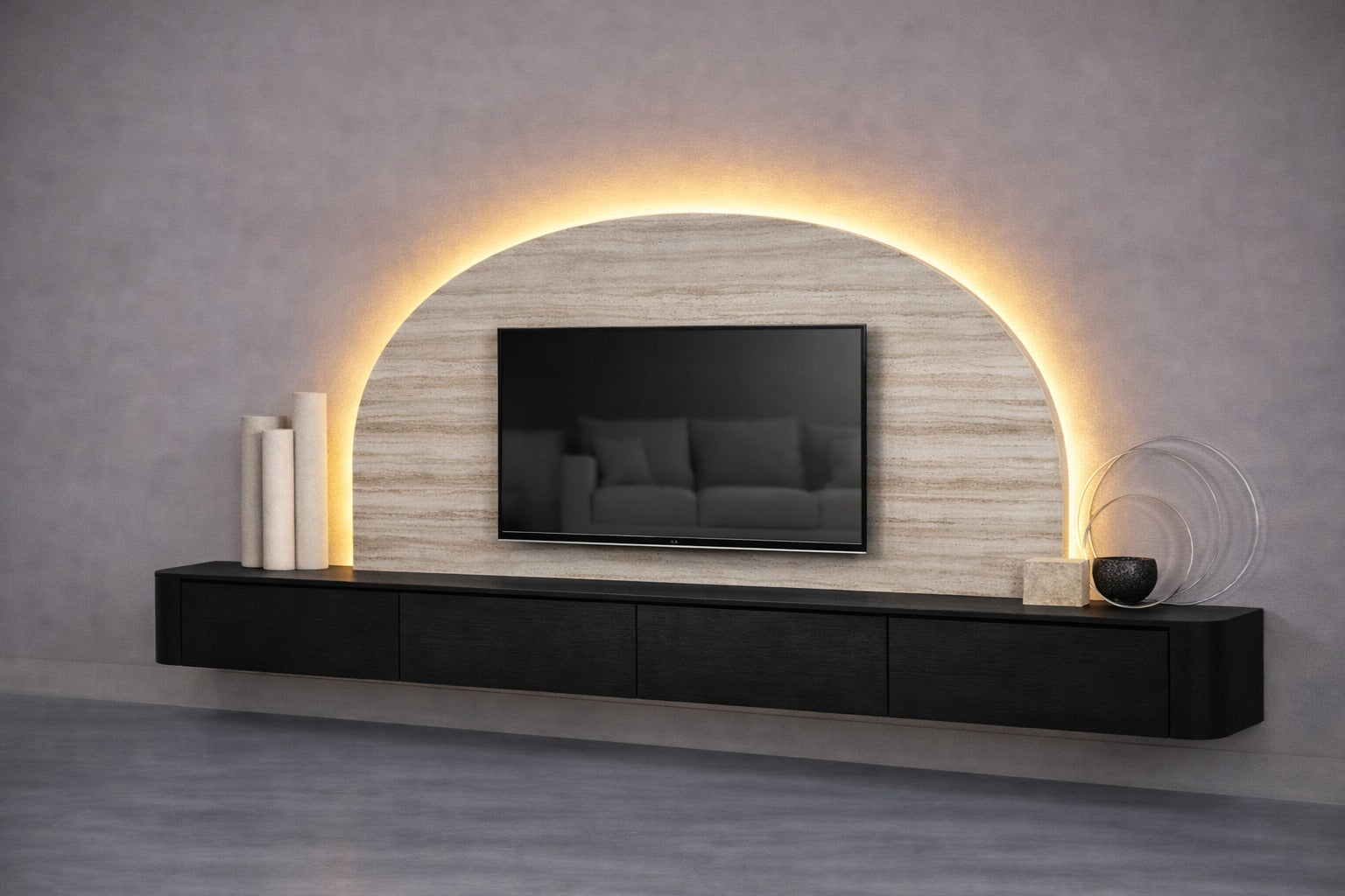 WANDPANEEL - MELAMINE - ROND - TV PANEEL