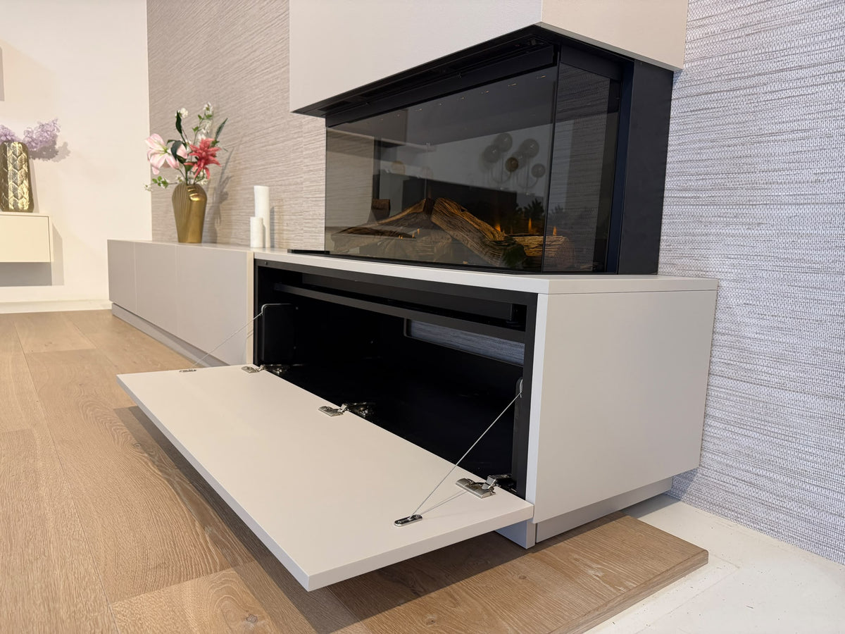 TV-MEUBEL BOLTON - MDF - 4 KLEPPEN - ELEKTRISCHE HAARD - MET KOOF