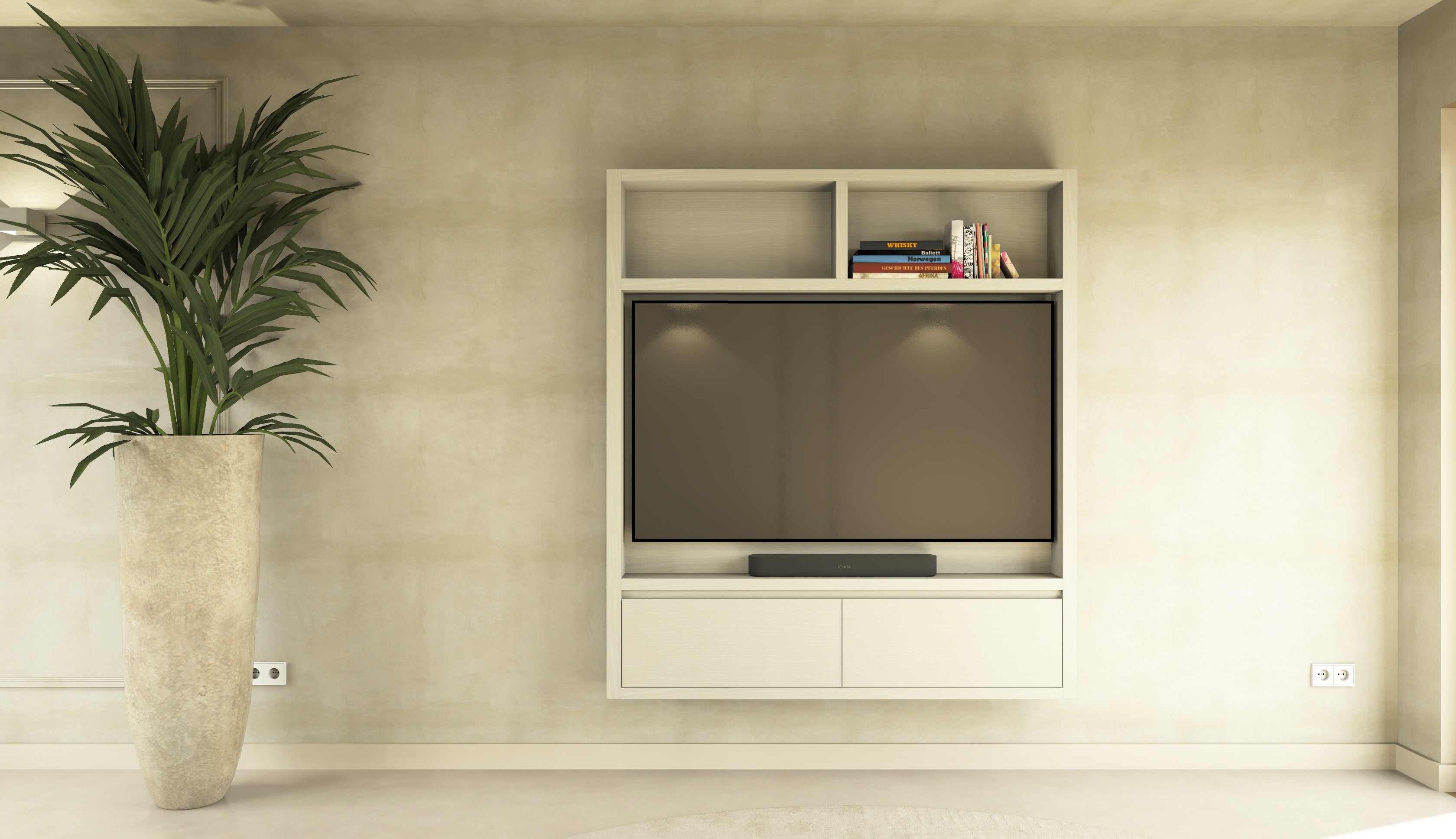 Cinewall Como - Zwevend - Wit - Eiken - 2 kleppen - 160 cm