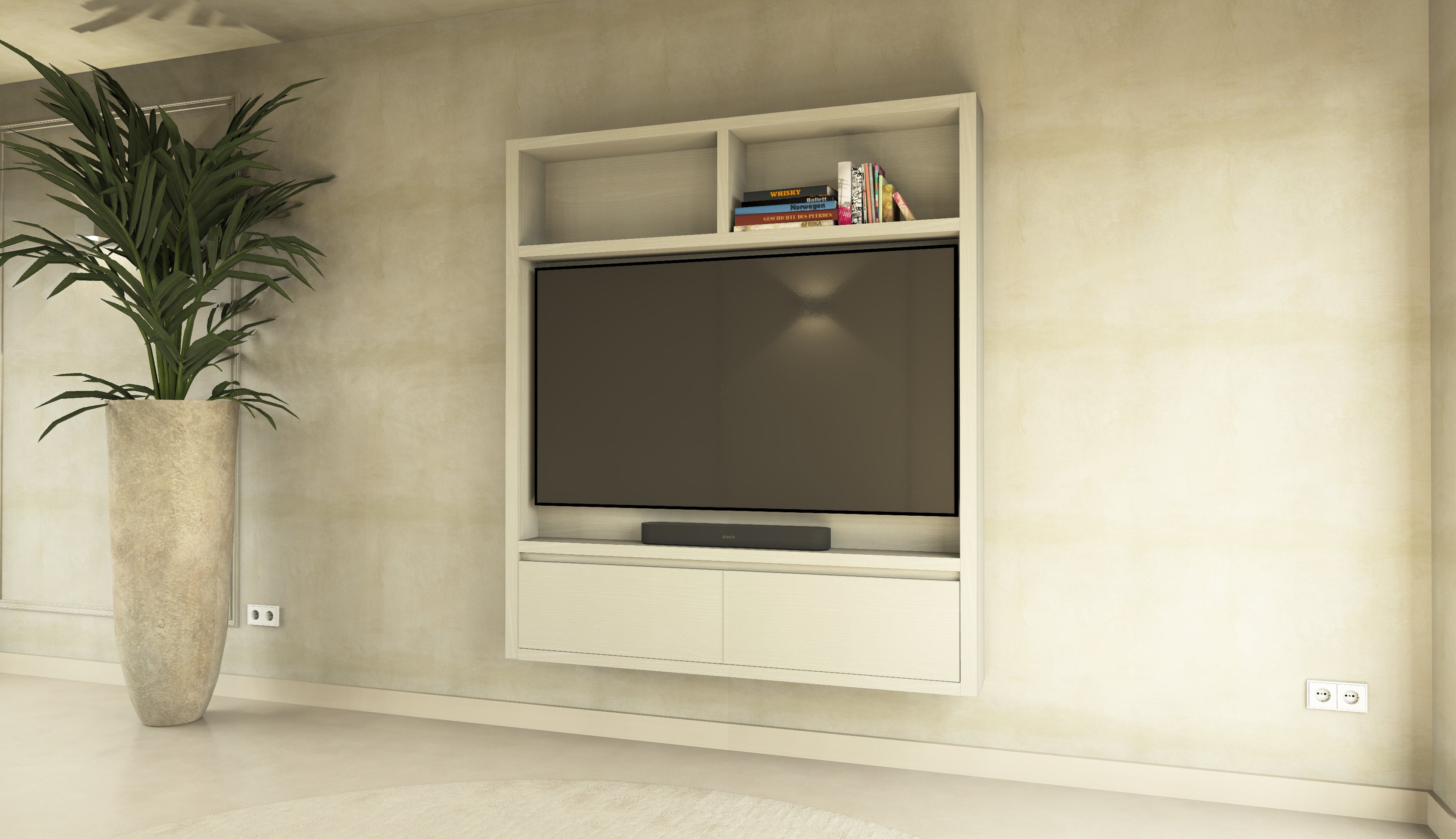 Cinewall Como - Zwevend - Wit - Eiken - 2 kleppen - 160 cm