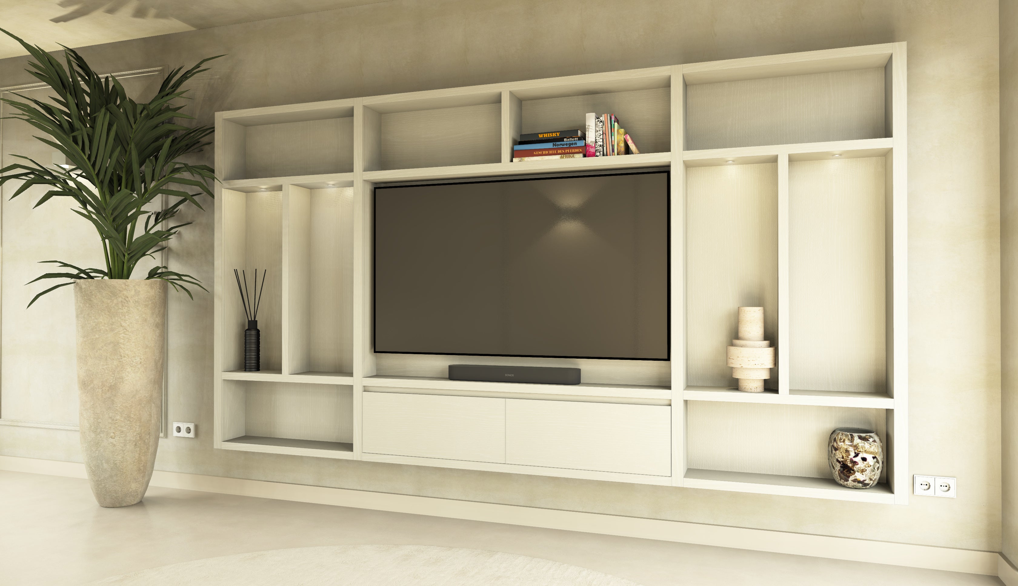 Cinewall Como - Zwevend - Wit - Eiken - 2 kleppen - 330 cm