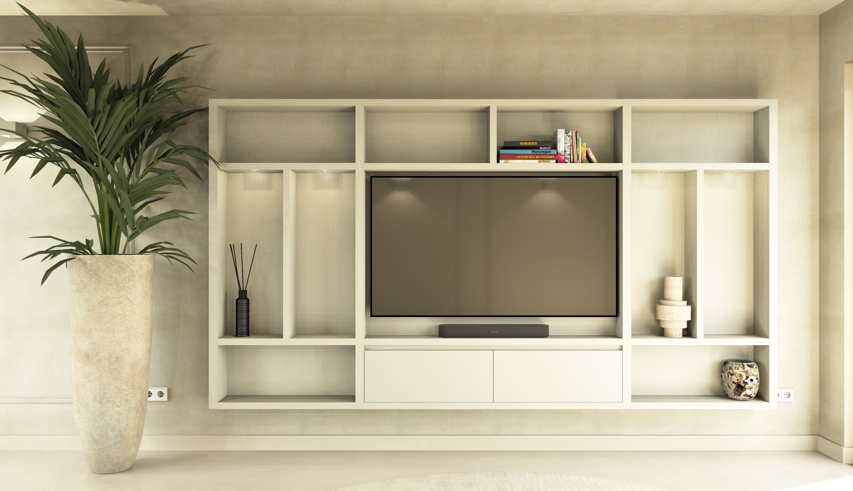 Cinewall Como - Zwevend - Wit - Eiken - 2 kleppen - 330 cm