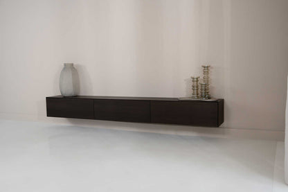 TV-meubel Zyan - Zwevend - Zwart - MDF -  3 kleppen