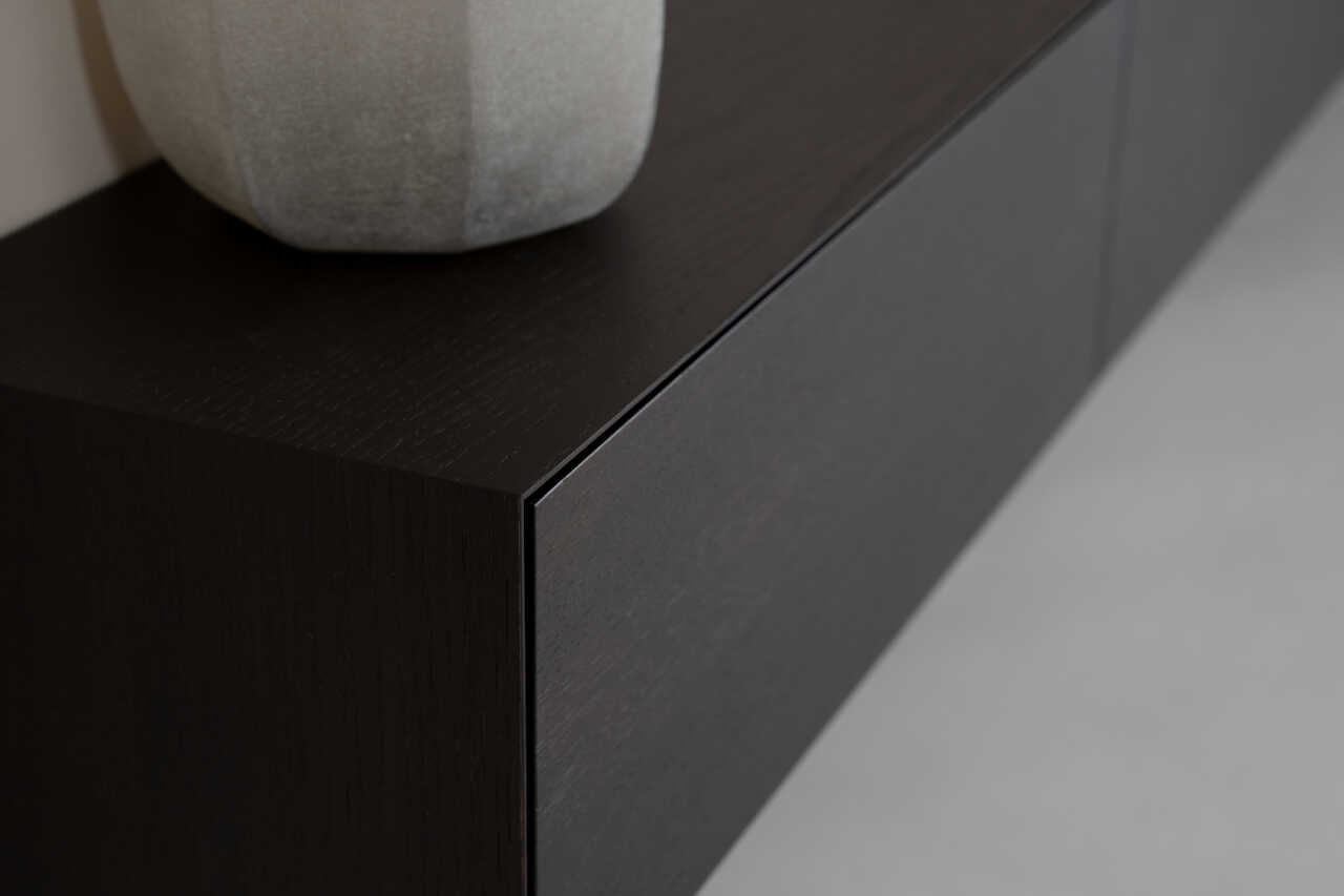 TV-meubel Zyan - Zwevend - Zwart - MDF -  3 kleppen
