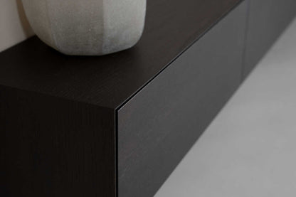 TV-meubel Zyan - Zwevend - Zwart - MDF -  3 kleppen
