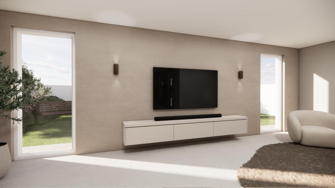 TV-meubel Rockefeller - Zwevend - Beige - MDF - 3 kleppen