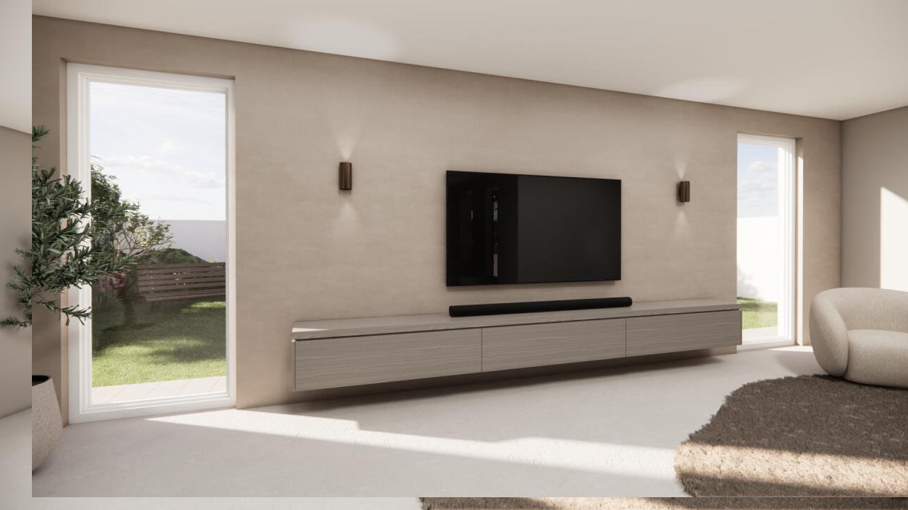 TV-meubel Rockefeller - Zwevend - Beige - Eiken - 3 kleppen