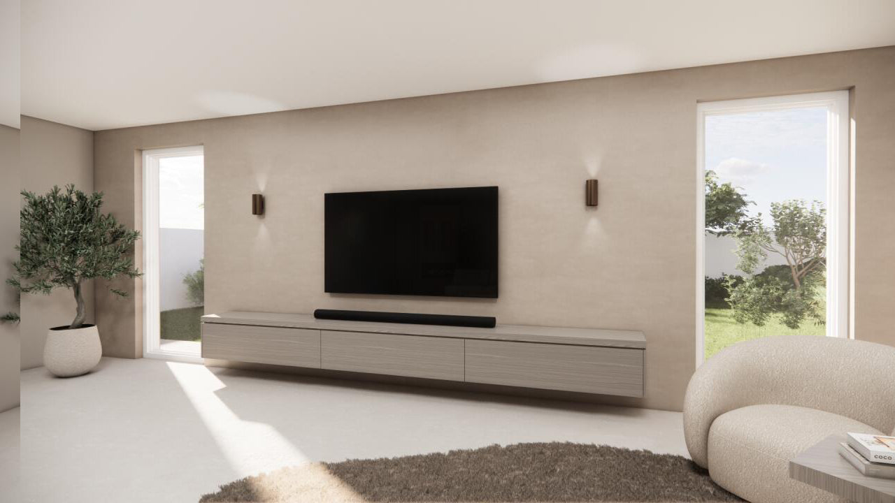 TV-meubel Rockefeller - Zwevend - Beige - Eiken - 3 kleppen