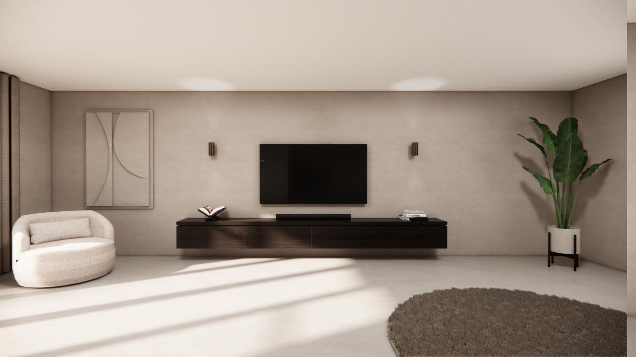 TV-meubel Rockefeller - Zwevend - Bruin - Eiken - 4 kleppen