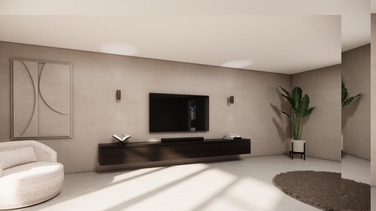 TV-meubel Rockefeller - Zwevend - Bruin - Eiken - 4 kleppen