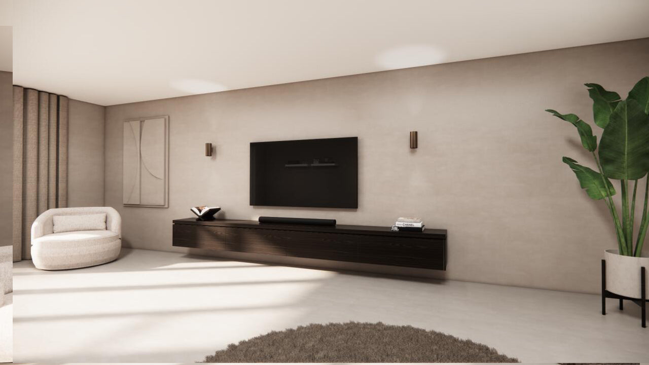 TV-meubel Rockefeller - Zwevend - Bruin - Eiken - 4 kleppen