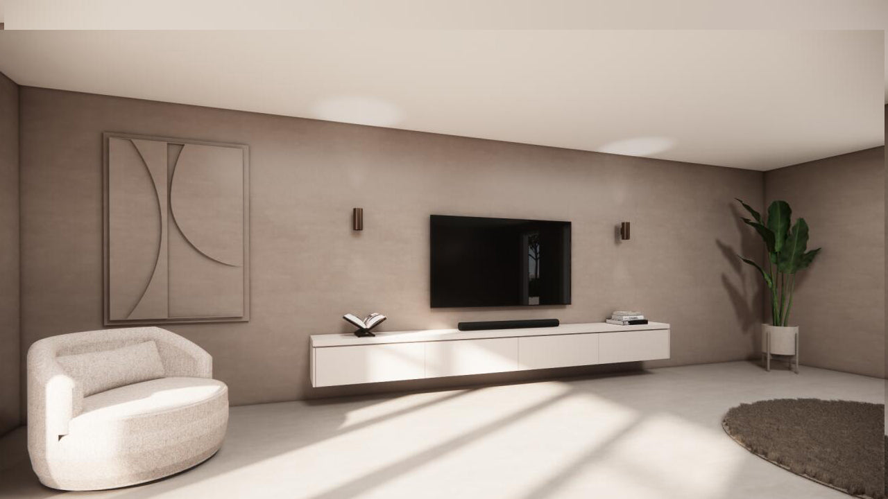 TV-meubel Rockefeller - Zwevend - Off White - MDF - 4 kleppen