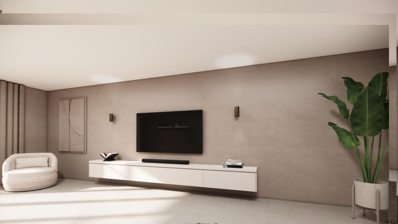 TV-meubel Rockefeller - Zwevend - Off White - MDF - 4 kleppen