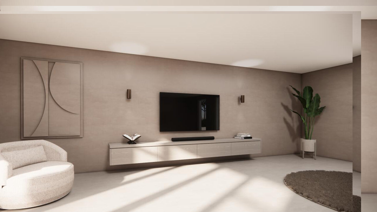 TV-meubel Rockefeller - Zwevend - Beige - Eiken - 4 kleppen