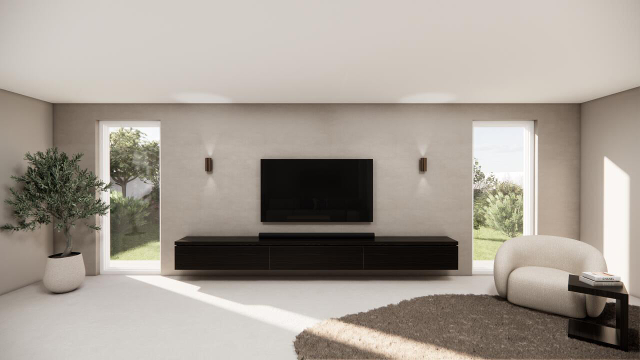 TV-meubel Rockefeller - Zwevend - Bruin - Eiken - 3 kleppen