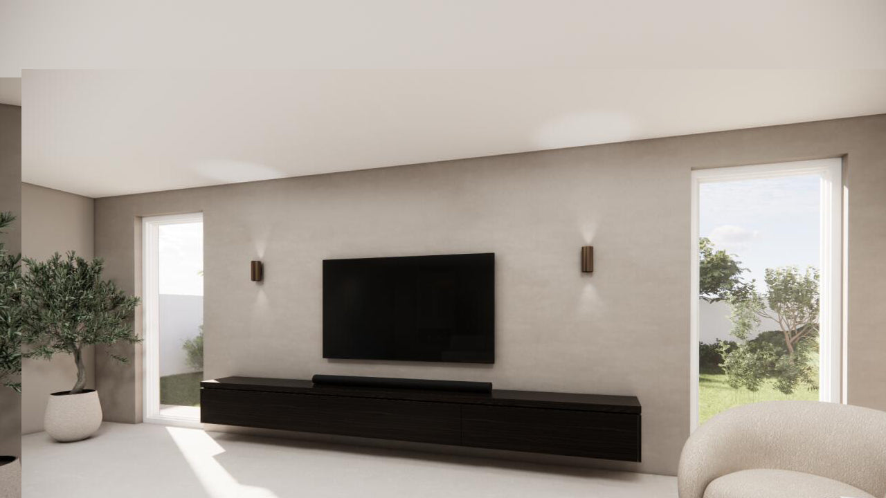 TV-meubel Rockefeller - Zwevend - Bruin - Eiken - 3 kleppen