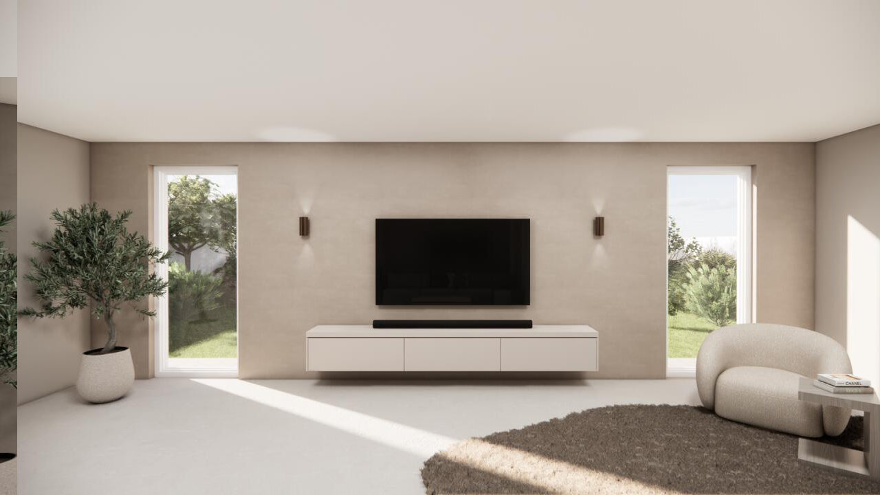 TV-meubel Rockefeller - Zwevend - Beige - MDF - 3 kleppen