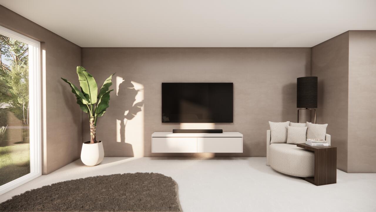 TV-meubel Rockefeller - Zwevend - Off White - MDF - 2 kleppen