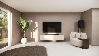 TV-meubel Rockefeller - Zwevend - Off White - MDF - 2 kleppen