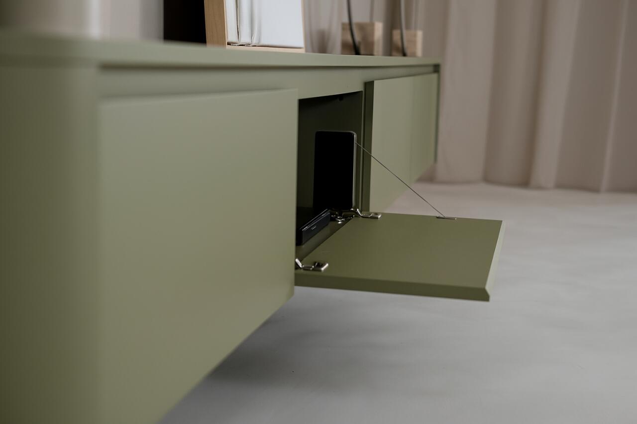 TV-meubel Runa - Zwevend - Groen - MDF - 4 kleppen