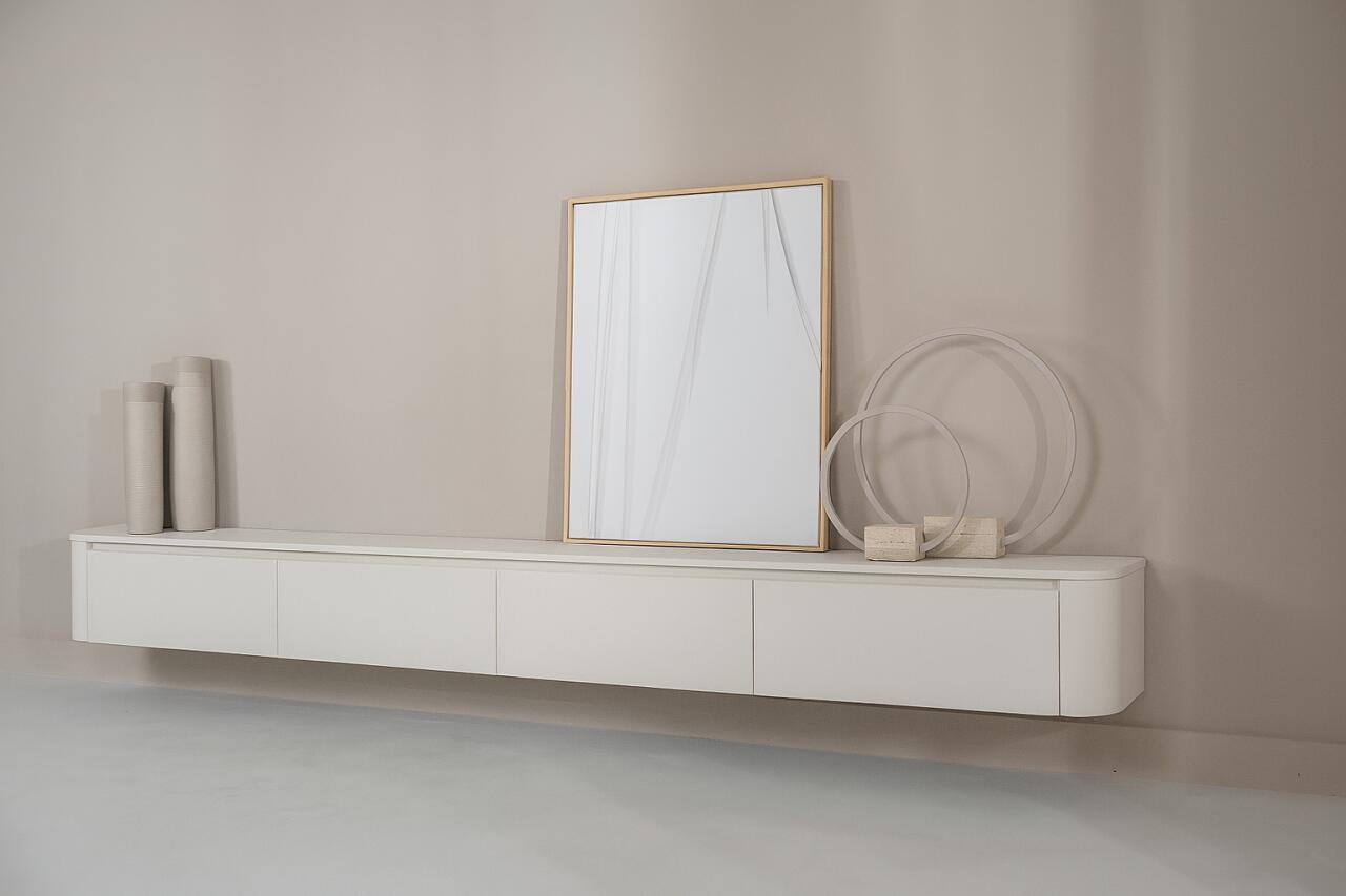 TV-meubel Runa - Zwevend - Off White - MDF - 4 kleppen