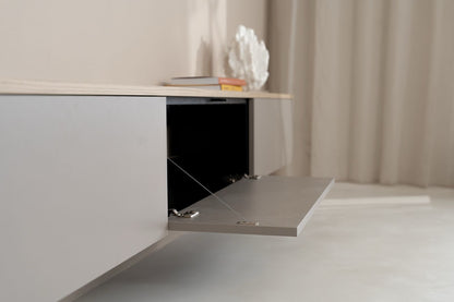 Tv-meubel Gregor - Zwevend - Grijs - Melamine - 3 kleppen