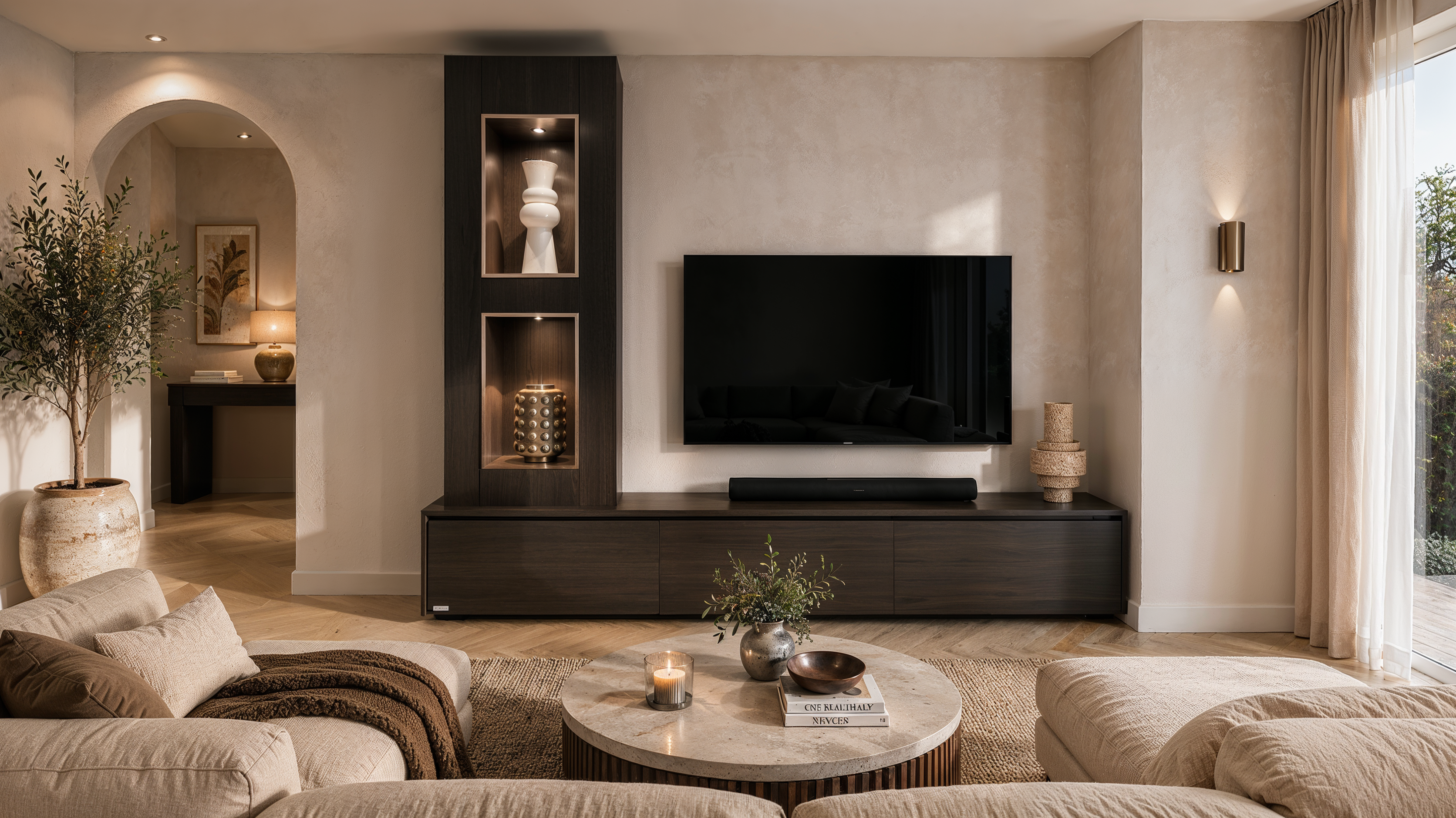 Tv meubel Mason Grand - Eiken - 3 kleppen - Chimney